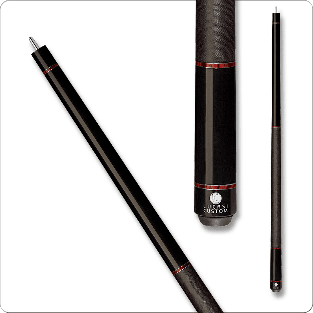 Lucasi Custom pool cue detail showcasing hybrid technology and design.