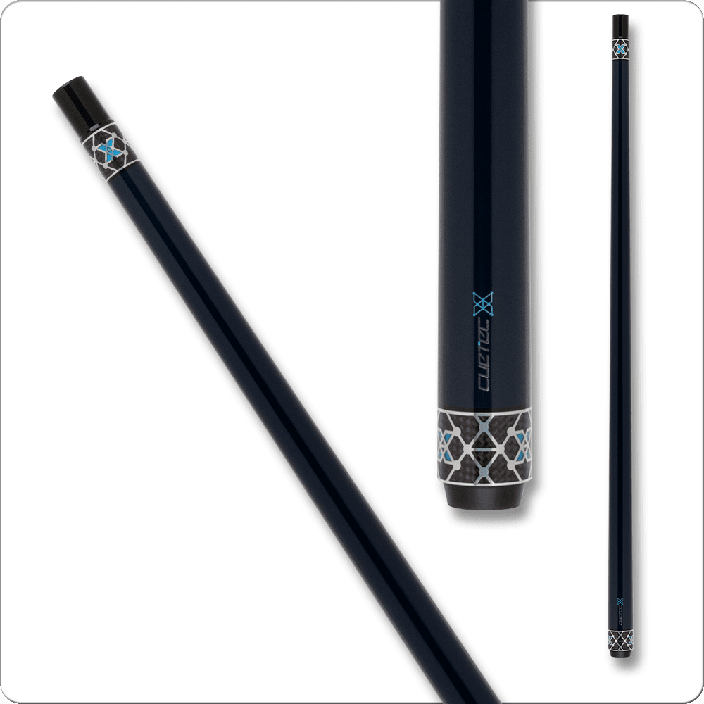 Cuetec pool cue X-LAGOON series, no wrap, black and blue design