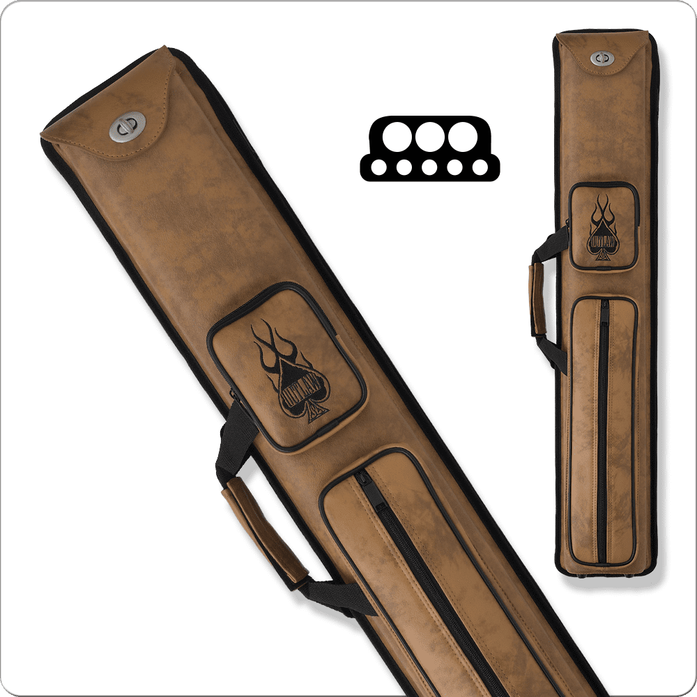Outlaw 3×5 case OLH35 Flames pool cue case with Western-themed graphics.