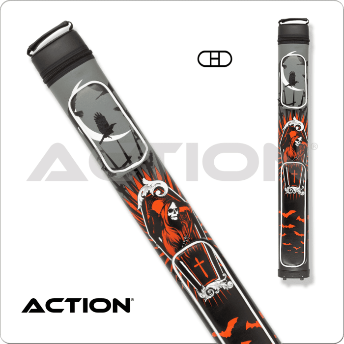 Action ACX22C 2x2 hard cue case with Calavera design and Action logo.
