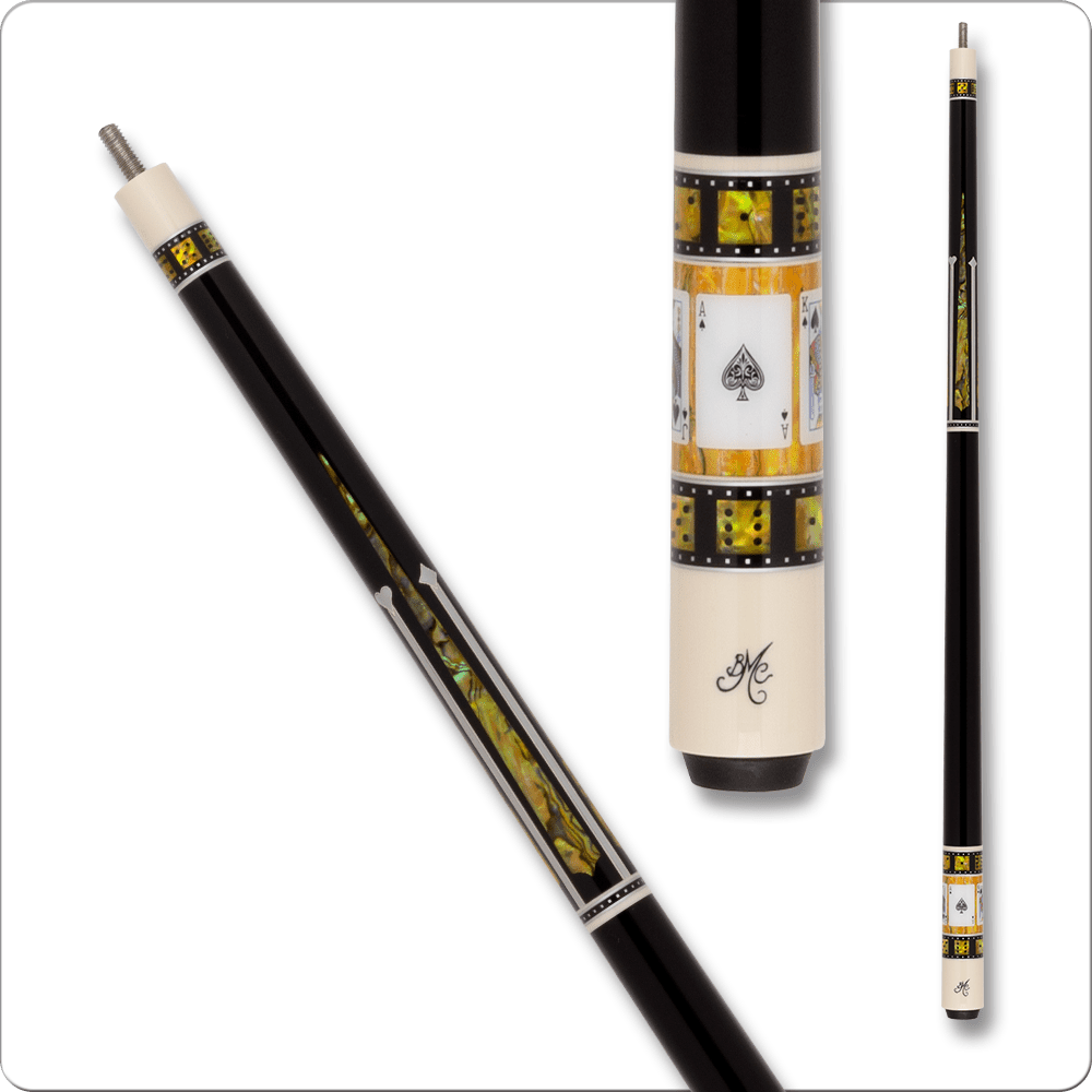 Meucci MECAS08 casino series pool cue with gold and black design