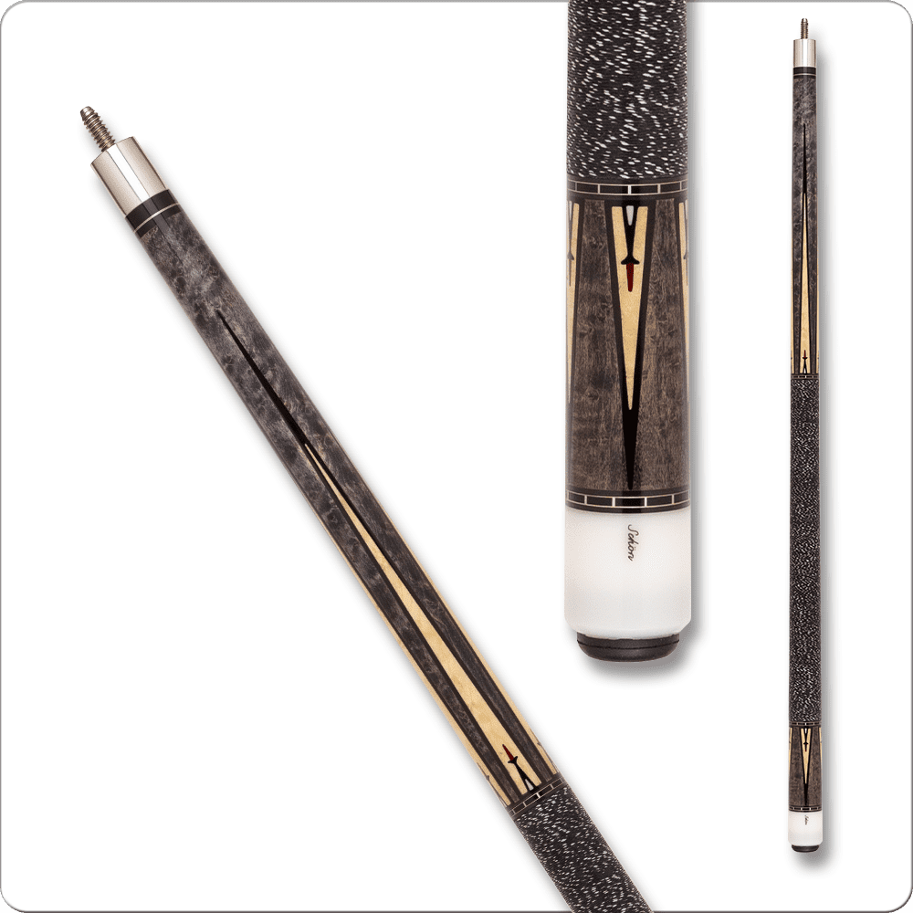 Schon CX37 pool cue with intricate wood design and American craftsmanship.