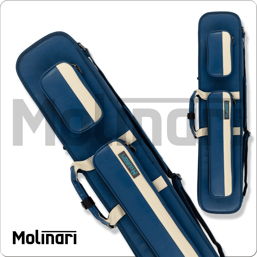 Molinari MLCS36 Retro 3x6 soft cue case in blue and beige.