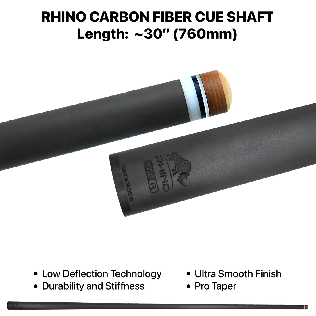 Rhino Nebula Pool Cue - Gray (Radial Joint) - 12.4mm or 12.8mm