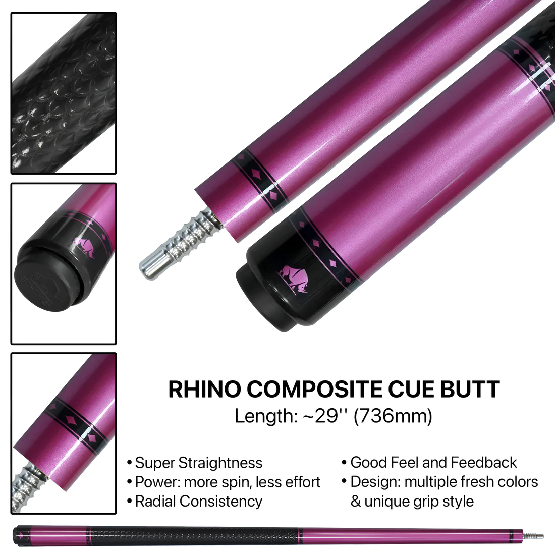 Rhino Nebula Pool Cue - Pink (Radial Joint)
