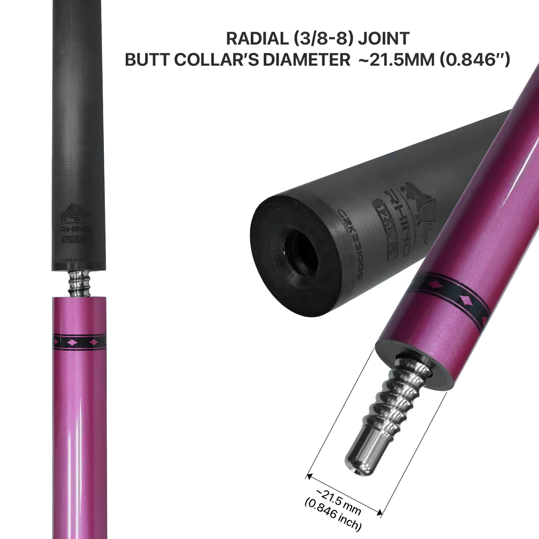 Rhino Nebula Pool Cue - Pink (Radial Joint)