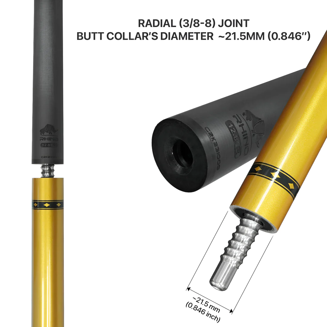 Rhino Nebula Pool Cue - Yellow (Radial Joint)