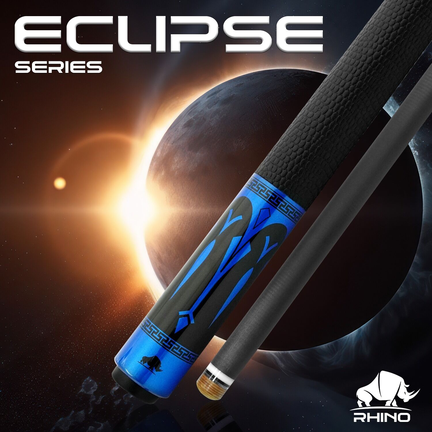 Rhino Eclipse Pool Cue - Blue (Radial Joint)