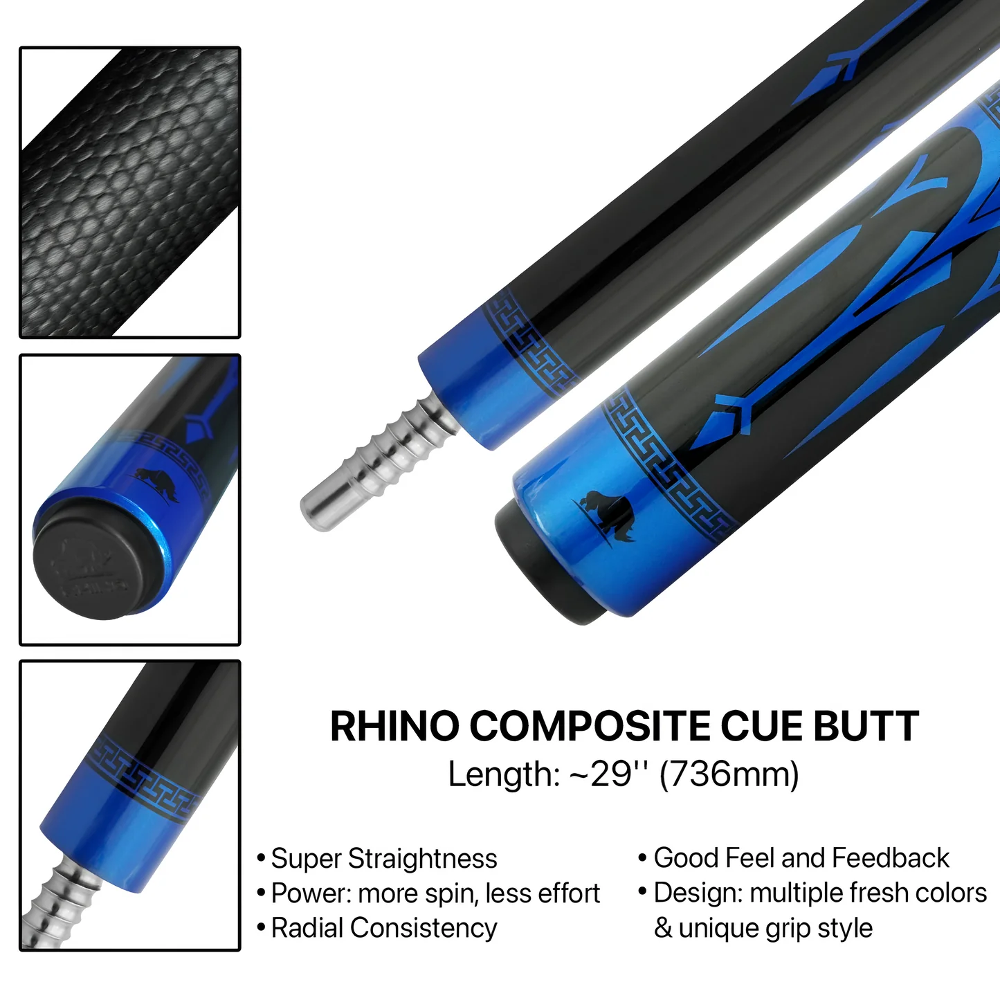 Rhino Eclipse Pool Cue - Blue (Radial Joint)