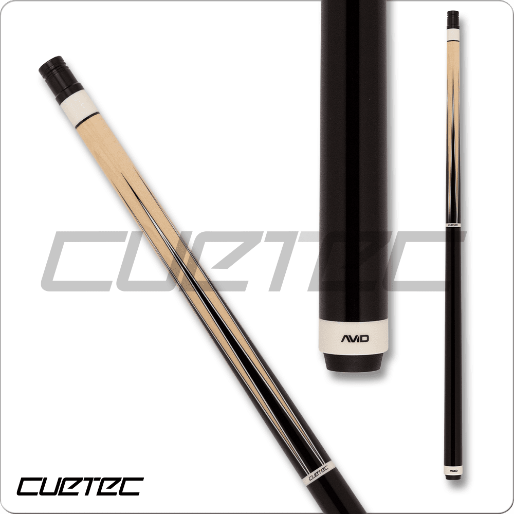 Cuetec AVID pool cue, black and gold design, billiard equipment for sale.