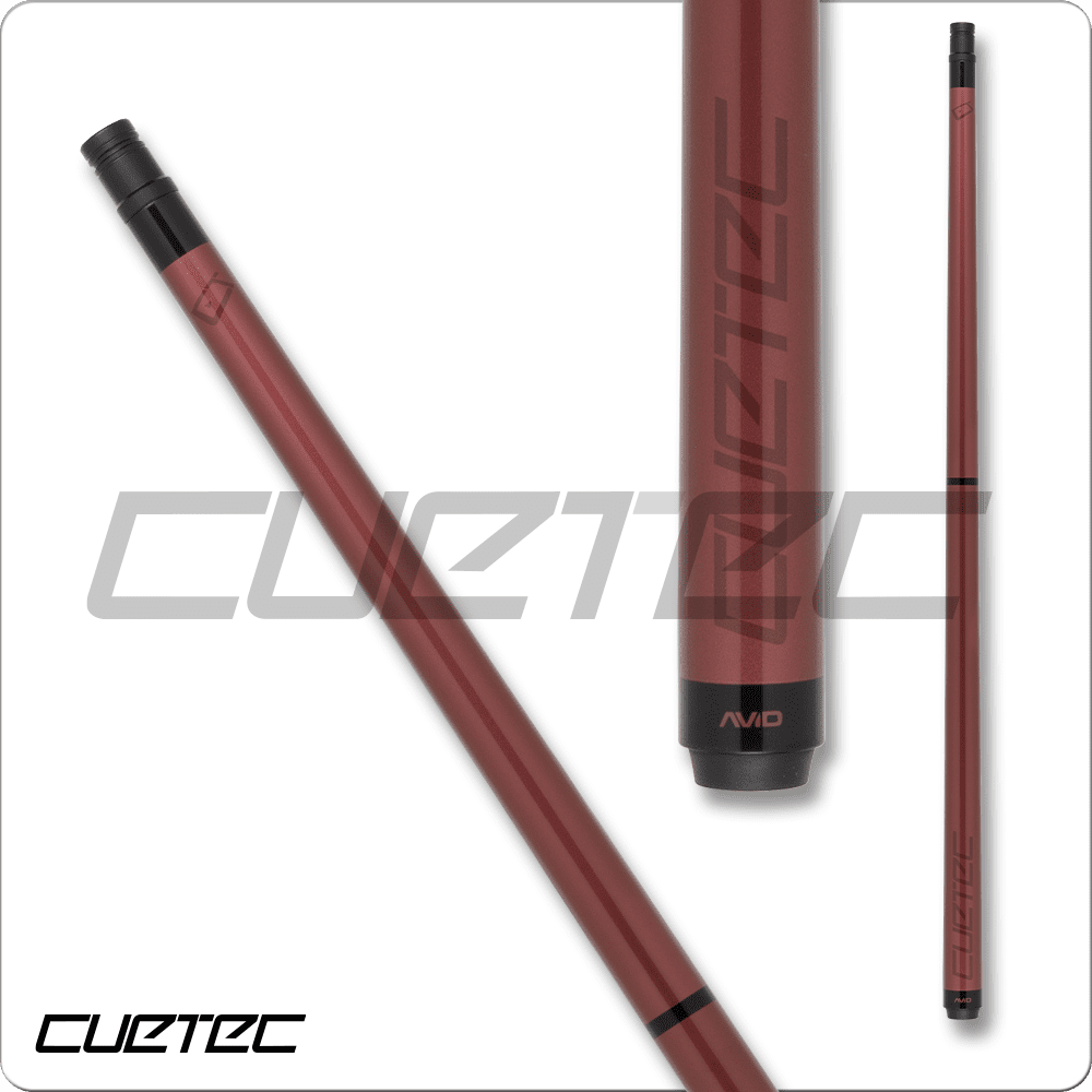 Cuetec AVID Chroma CTAC1 pool cue, bordeaux finish, and Cuetec logo detail.