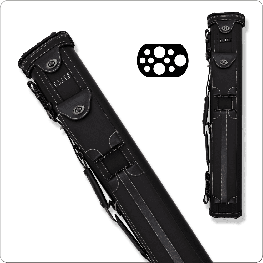 Elite 2x2 Prime Hard Case ECP22 Black pool cue case, black imitation leather, zippered closure.