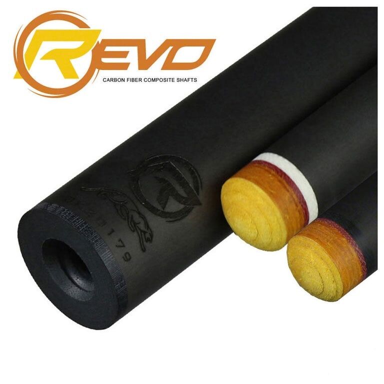 Predator Revo carbon fiber pool cue shaft with logo and joint detail