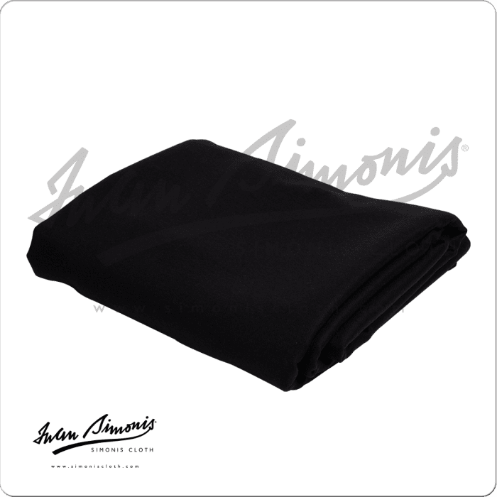 Simonis 760 Black Cloth for billiards, showcasing smooth texture and high-quality fabric, relevant to Simonis cloth variants priced between $290 and $576.
