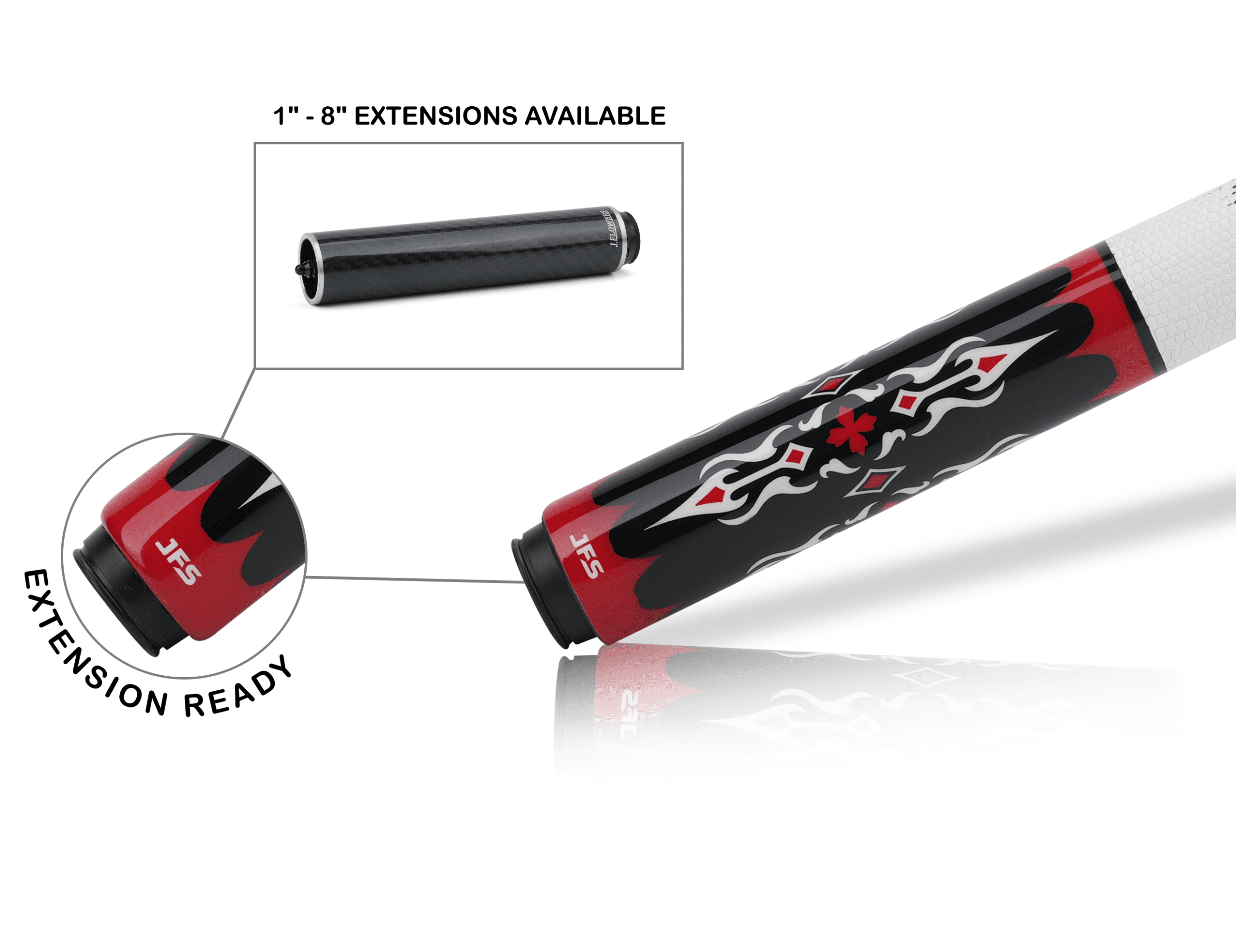 JFlowers Dante 2 Pool Cue - White Lizard Wrap - Image 4
