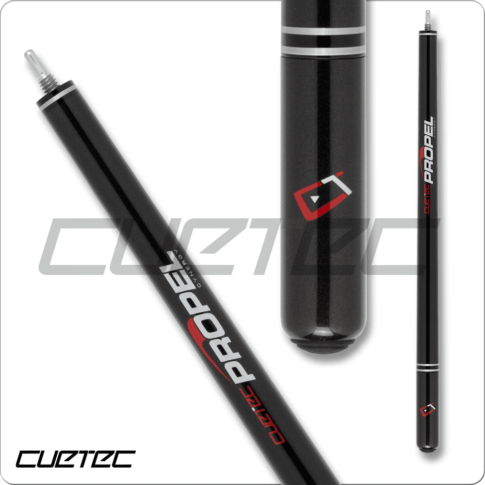 Cuetec CT946 jump cue, black and silver design, pool cue shaft detail.