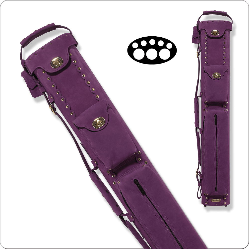 Instroke 3×5 Premier cue case, purple leather pool cue case.
